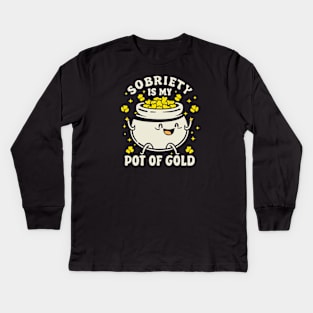 St Paddy's Sobriety Is My Pot Of Gold Kids Long Sleeve T-Shirt